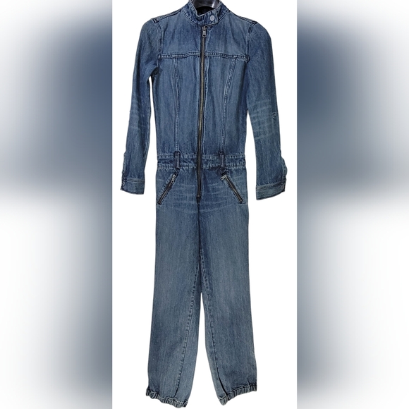 Armani Exchange Denim Jumpsuit Zip Y2K Style Streetwear Size 4 NWT - Picture 1 of 16